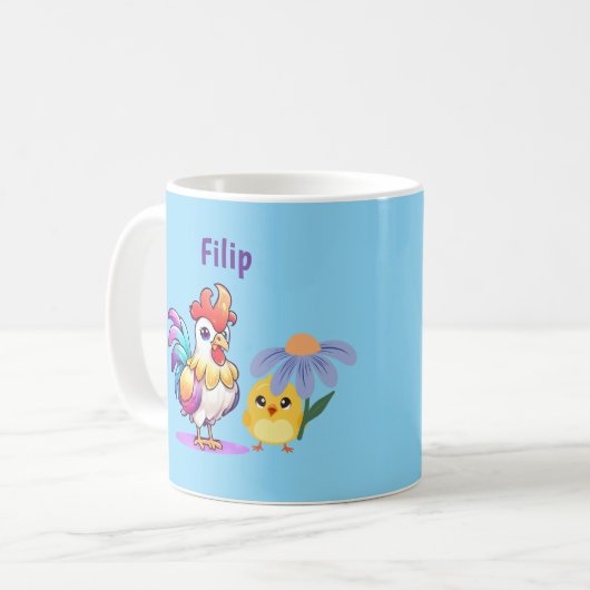 Personalized Magical Rooster Mug コーヒーマグカップ (正面左)