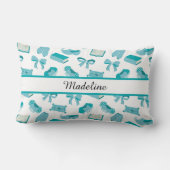 Personalized Magical Storybook Princess Teal ランバークッション (裏面)