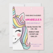 Personalized Magical Unicorn Birthday  招待状 (正面)