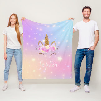 Personalized Magical Unicorn Blanket for Girls フリースブランケット