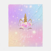 Personalized Magical Unicorn Blanket for Girls フリースブランケット (正面)