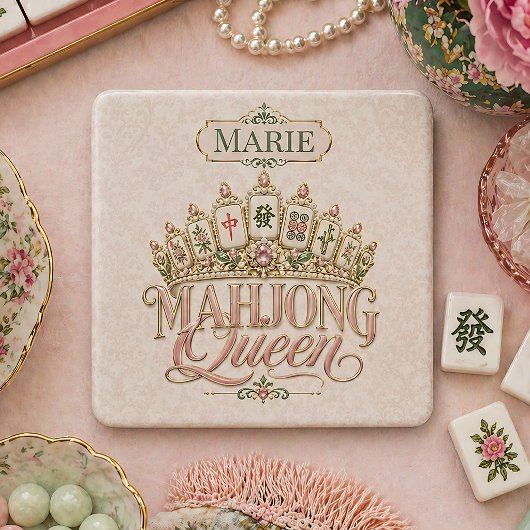 Personalized Mahjong Queen Coaster Gift ストーンコースター