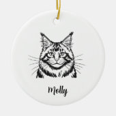 Personalized Maine Coon Cat Christmas セラミックオーナメント (正面)