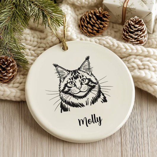 Personalized Maine Coon Cat Christmas セラミックオーナメント