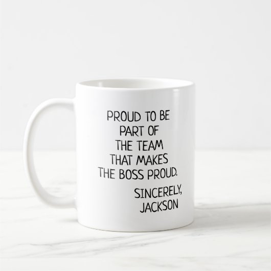 Personalized Make The Boss Proud コーヒーマグカップ (左)