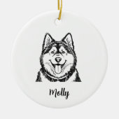 Personalized Malamute Dog Christmas セラミックオーナメント (正面)