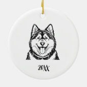 Personalized Malamute Dog Christmas セラミックオーナメント (裏面)