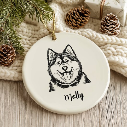 Personalized Malamute Dog Christmas セラミックオーナメント