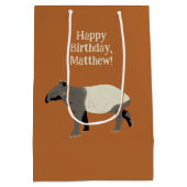 Personalized Malayan or Asian Tapir Birthday ミディアムペーパーバッグ (裏面)