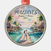 Personalized Maldives Honeymoon メタルオーナメント (正面)