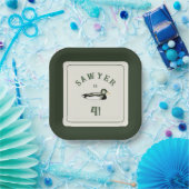 Personalized Mallard Duck Birthday Plates ペーパープレート (パーティー)