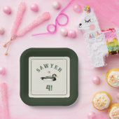 Personalized Mallard Duck Birthday Plates ペーパープレート (パーティー)