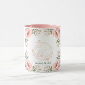 Personalized Mama Cat & Kitten Floral Coffee Mug マグカップ (中央)