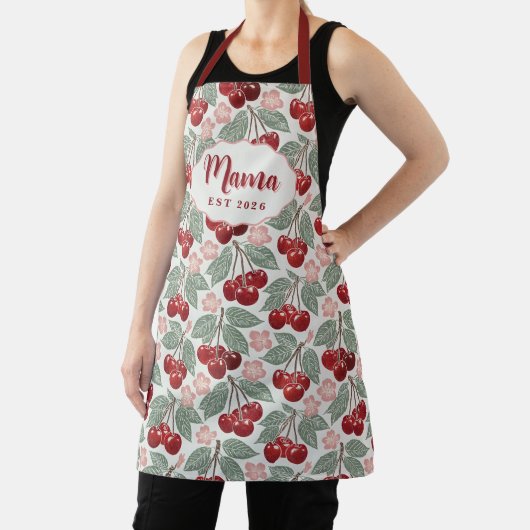 Personalized Mama Cherry Apron | Custom Name & Est エプロン (インサイチュ)