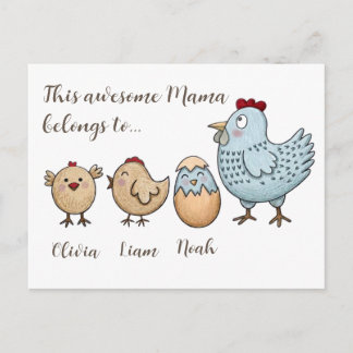 Personalized Mama Chicken Chicks – Custom Names  シーズンポストカード
