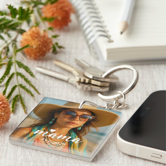 Personalized Mama Est Year Custom Gift For Mommy キーホルダー (正面右)