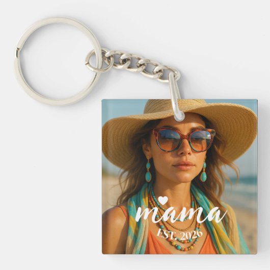 Personalized Mama Est Year Custom Gift For Mommy キーホルダー (正面)