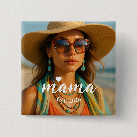 Personalized Mama Est Year Custom Gift For Mommy 缶バッジ (正面)