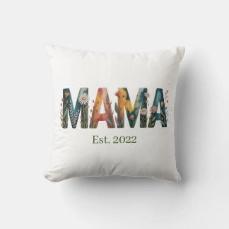 Personalized Mama Est Year Floral Mother Gift クッション