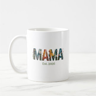 Personalized Mama Est Year Floral Mother Gift コーヒーマグカップ