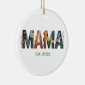 Personalized Mama Est Year Floral Mother Gift セラミックオーナメント (右)