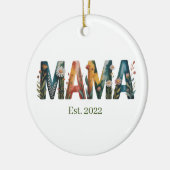Personalized Mama Est Year Floral Mother Gift セラミックオーナメント (左)