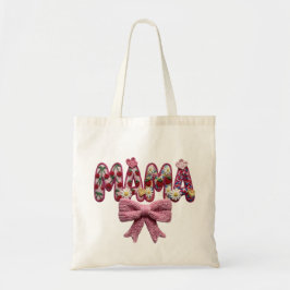 Personalized “Mama” Floral Bow – Cute Kitchen Tote トートバッグ