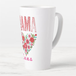 Personalized Mama Heart Floral Custom Gift カフェラテマグ