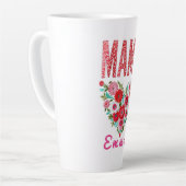 Personalized Mama Heart Floral Custom Gift カフェラテマグ (左アングル)
