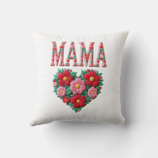 Personalized Mama Heart Floral Custom Gift クッション (裏面)