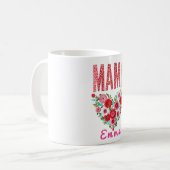 Personalized Mama Heart Floral Custom Gift コーヒーマグカップ (正面左)