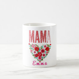 Personalized Mama Heart Floral Custom Gift コーヒーマグカップ