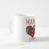 Personalized Mama Heart Floral Custom Gift コーヒーマグカップ (正面左)