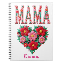 Personalized Mama Heart Floral Custom Gift ノートブック
