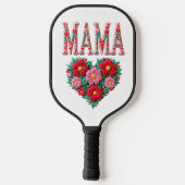 Personalized Mama Heart Floral Custom Gift ピックルボールラケット (裏面)