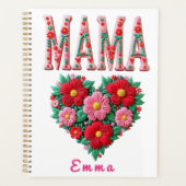 Personalized Mama Heart Floral Custom Gift プランナー手帳 (正面)