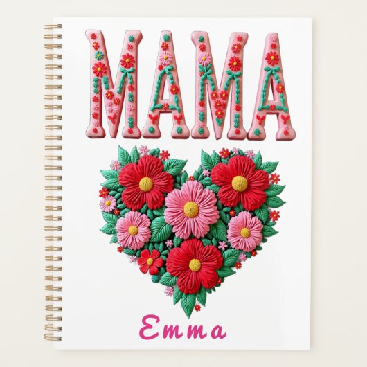 Personalized Mama Heart Floral Custom Gift プランナー手帳 (正面)