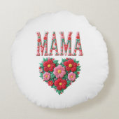 Personalized Mama Heart Floral Custom Gift ラウンドクッション (裏面)