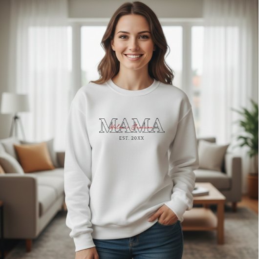 Personalized Mama Hoodie with Name and Year スウェットシャツ