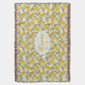 Personalized Mama Lemon Woven Throw Blanket スローブランケット (正面縦)