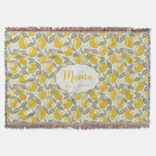 Personalized Mama Lemon Woven Throw Blanket スローブランケット (正面)