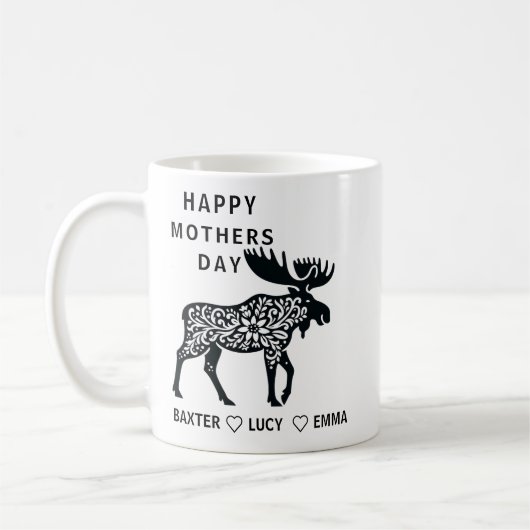 Personalized Mama Moose Mug | Mother’s Day コーヒーマグカップ (左)