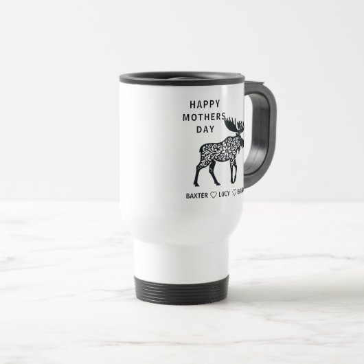 Personalized Mama Moose Mug | Mother’s Day トラベルマグ (正面右)