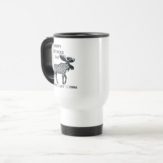 Personalized Mama Moose Mug | Mother’s Day トラベルマグ (正面左)