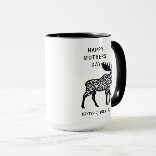 Personalized Mama Moose Mug | Mother’s Day マグカップ (正面右)