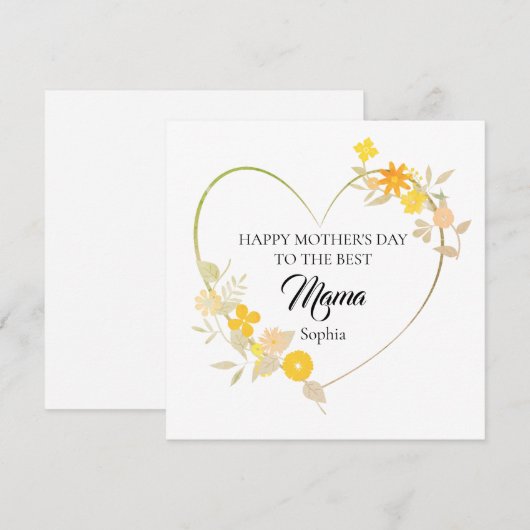 Personalized Mama Name Mother’s Day Floral Heart (正面/裏面)