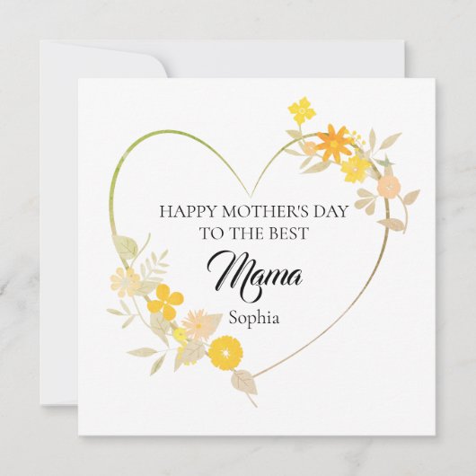 Personalized Mama Name Mother’s Day Floral Heart (正面)