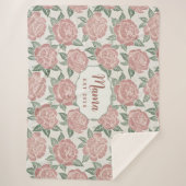 Personalized Mama Peony Sherpa Blanket Custom Name シェルパブランケット (正面)