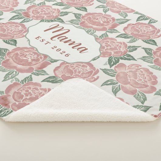 Personalized Mama Peony Sherpa Blanket Custom Name シェルパブランケット (3/4)