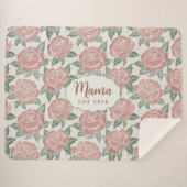 Personalized Mama Peony Sherpa Blanket Custom Name シェルパブランケット (正面(横))